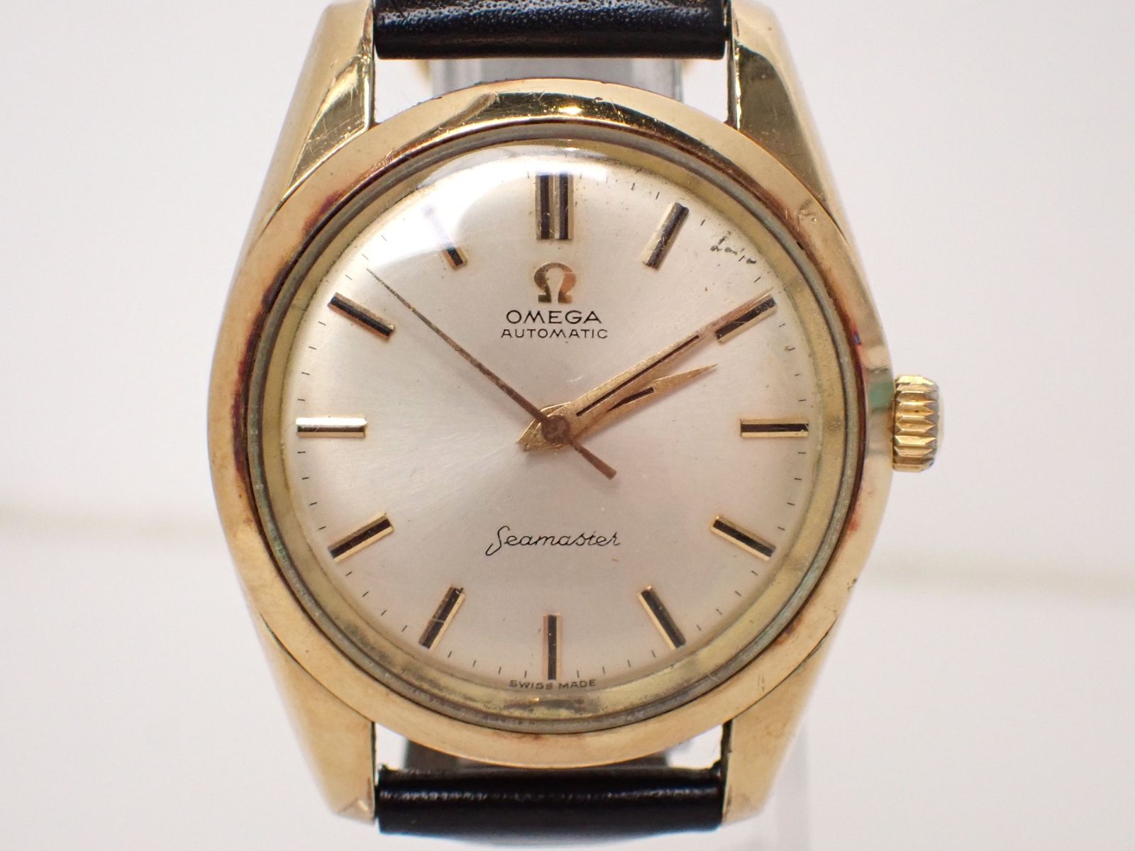 送料無料 店舗 稼働品 OMEGA(オメガ) シーマスター GP/革 AT 現状 精度保証なし 時計