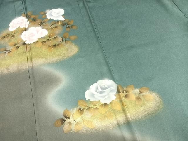 平和屋着物▽訪問着 単衣 草花文 暈し染め 金彩 正絹 逸品 AAAV2772fy