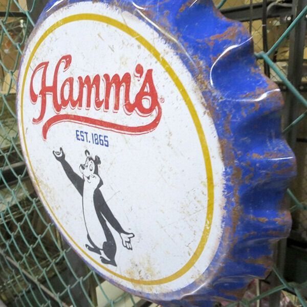 ブリキ看板 ボトルキャップ Hamm’s かわいい プレート ビール バー 新品 ブリキ看板 ボトルキャップ Hamm's かわいい プレート ビール