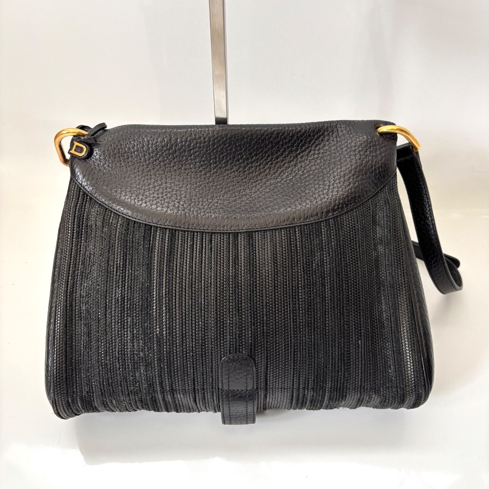 美品】DELVAUX デルヴォー ショルダーバッグ 金具 ブラック 黒