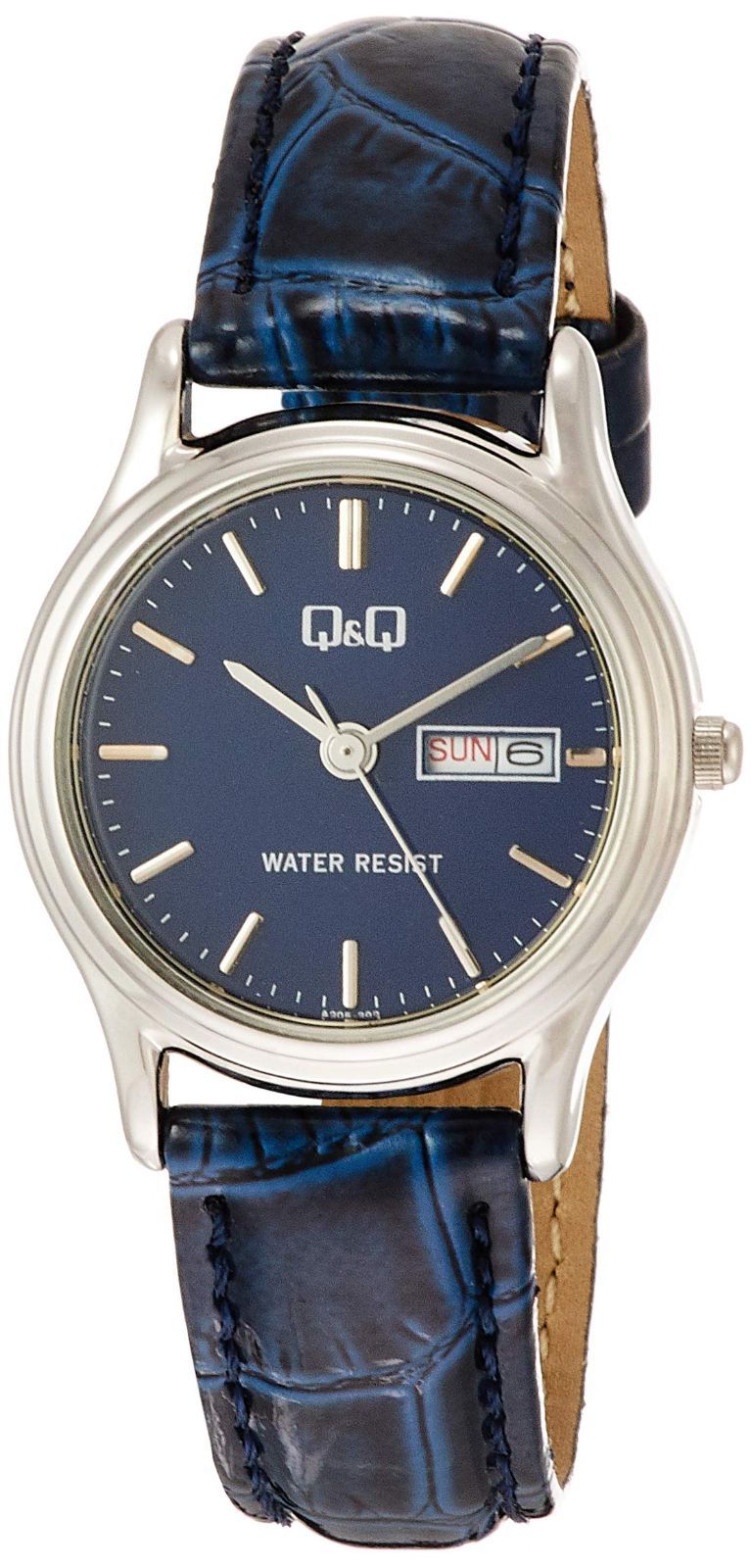 日付 曜日 防水 革ベルト アナログ A 205-302 腕時計 レディース Q-Q ネイビー シチズン