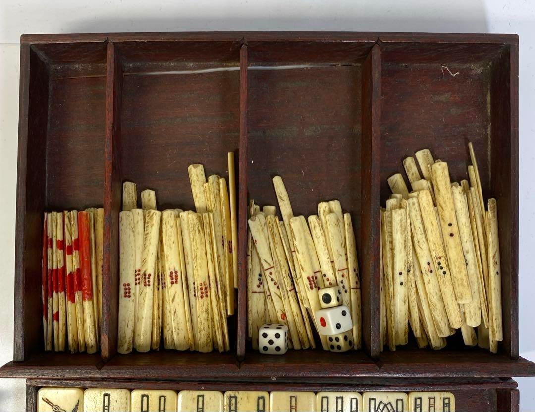 骨製唐木箱 麻雀牌