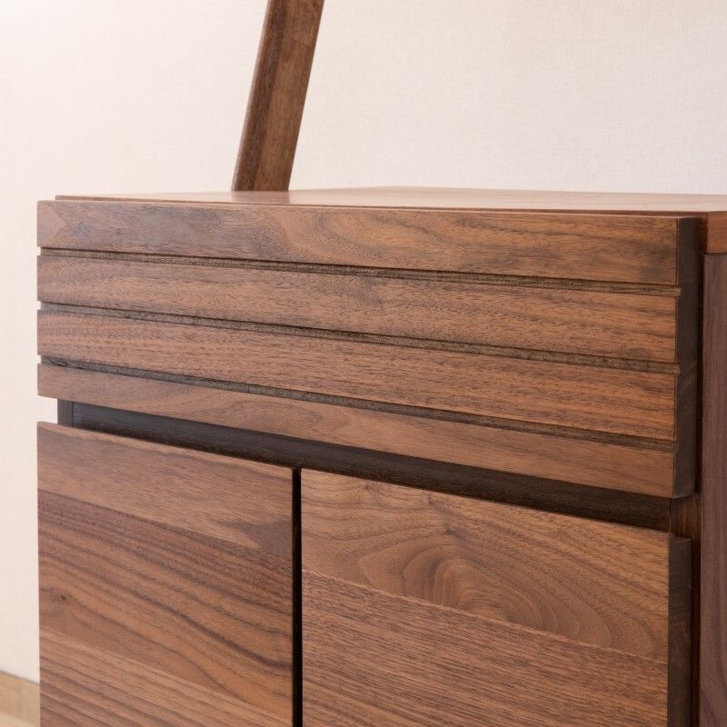 飾り棚付 天然木 キャビネット ブラウン 幅６５cm コンセント リビング家具 リビング収納 収納家具 おしゃれ家具 MARWIL-DEMENAGEMENTS_CH