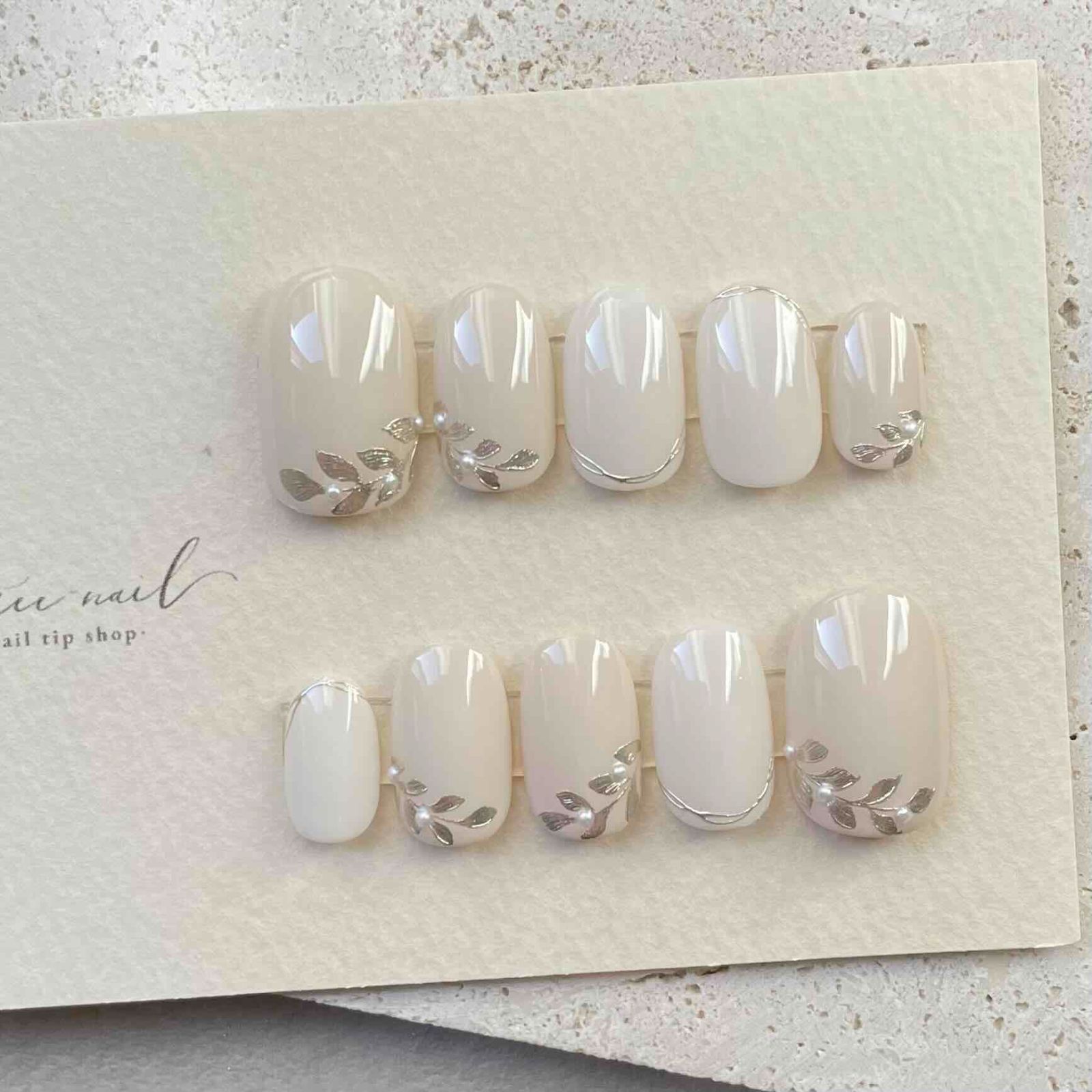 Leaf wedding nails ꧂ ネイルチップ 付け爪 ブライダル 成人式 