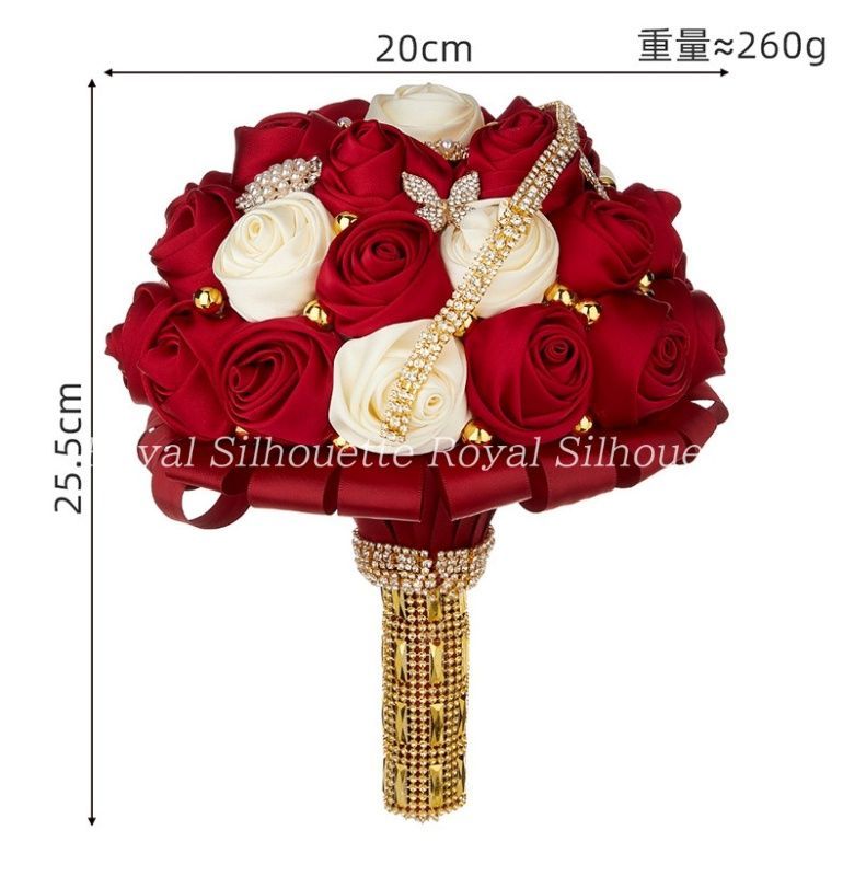 ブライダルブーケ ウェディングブーケ レッド 赤 ウェディング ブーケ シック ガーデンウェディング 前撮り 二次会 披露宴 海外挙式 お洒落 豪華 フラワー 花嫁 造花 花束 ガーリー 結婚式 MAAHADDERANG_COM