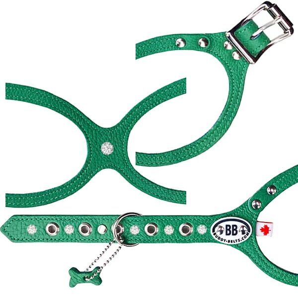 バディーベルト ハーネス 5号 Emerald エメラルド スワロフスキークリスタル付 小型犬 ペット レザー 本革 BUDDYBELT バディベルト 犬用 胴輪 リングハーネス メガネハーネス ボディベルト バディーベルト正規輸入代理店 正規店