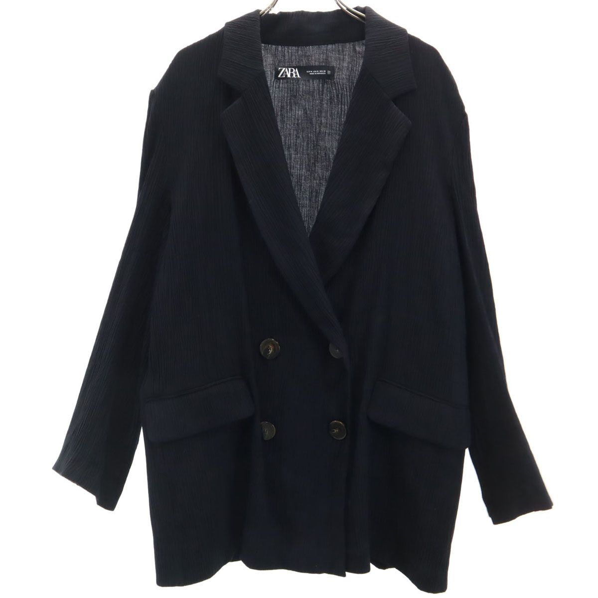 ZARA ザラ プリーツ ダブル テーラードジャケット M ブラック メンズ