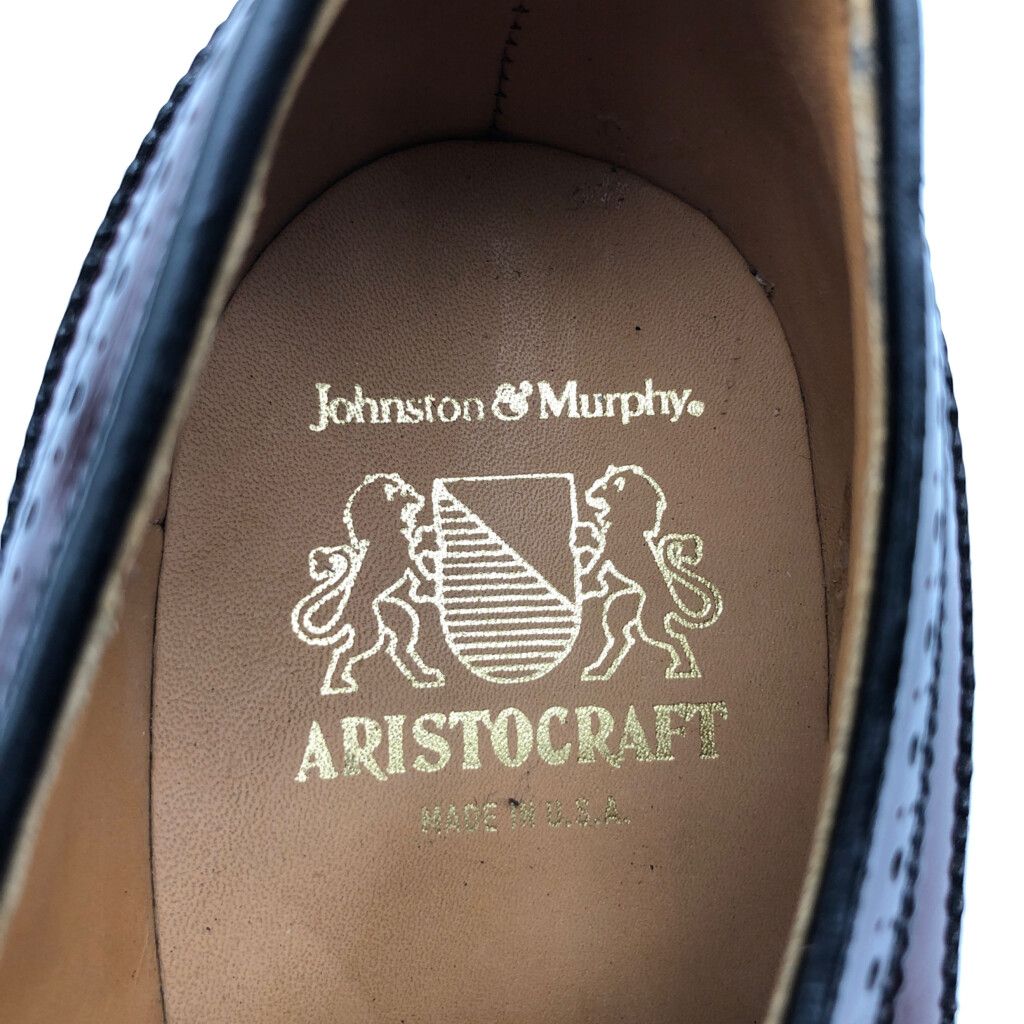 デッドストック 80年代 USA製 Johnston&Murphy ロングウィングチップ レザーシューズ レッドブラウン (メンズ 10 1/2 ) 中古 古着 KA0881