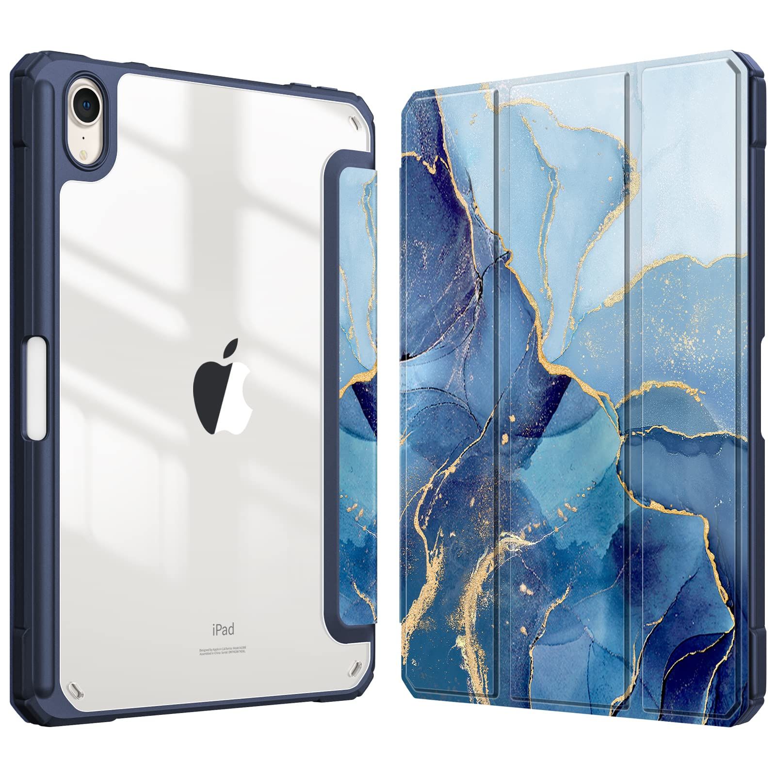 Fintie (フィンティー) ハイブリッド スリムケース iPad Mini 6 2021 (8.3インチ) 用 - [ペンホルダー内蔵] 耐衝撃カバー クリア 透明 バックシェル 自動ウェイク/スリープ iPad Mini 第6世代 [オーシャン