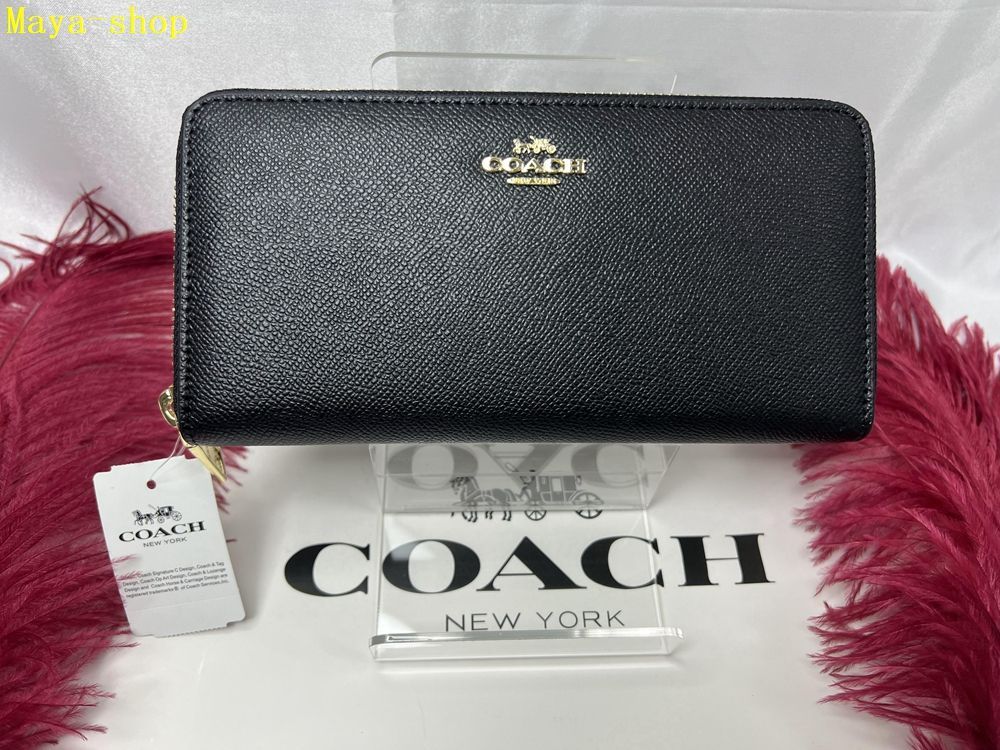 コーチ COACH 長財布 財布  クロスグレーン レザー ロング ジップ アラウンド ウォレット ストラップ付き  バレタインディー プレゼント メンズ 財布 レディース 新品未使用 ブランド    A218 F52372 11