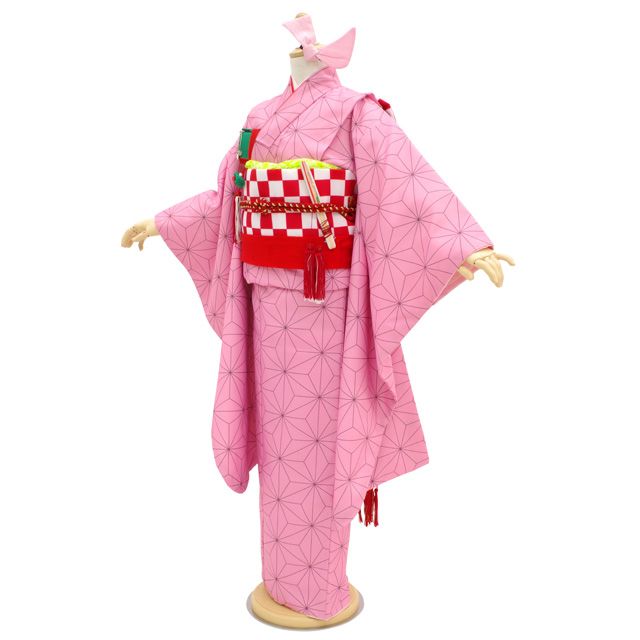 七五三、十歳のお祝いに★アンティーク　折り鶴に麻の葉、花模様着物セット 七五三、十歳のお祝いに☆アンティーク 折り鶴に麻の葉、花模様着物セット