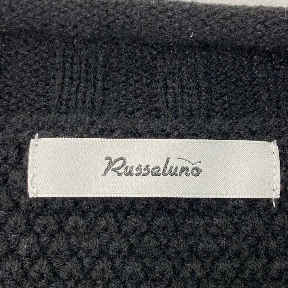 サイズ：7 RUSSELUNO ラッセルノ  ウール混 長袖 ニットセーター ルチャ  ブラック系 [240101473874] ゴルフウェア メンズ ストスト サイズ：7 RUSSELUNO ラッセルノ ウール混 長袖 ニットセーター