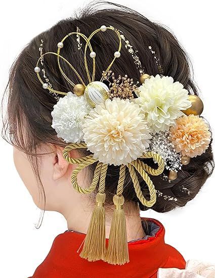  【在庫処分】[JZOON] 成人式 髪飾り【12色展開】 ピンポンマム 紐 ドライフラワー 七五三 浴衣 袴 着物 飾り 振袖 和装 卒業式 結婚式 水引 かすみ草 造花 手作りかわいい 白 F3710 応募券