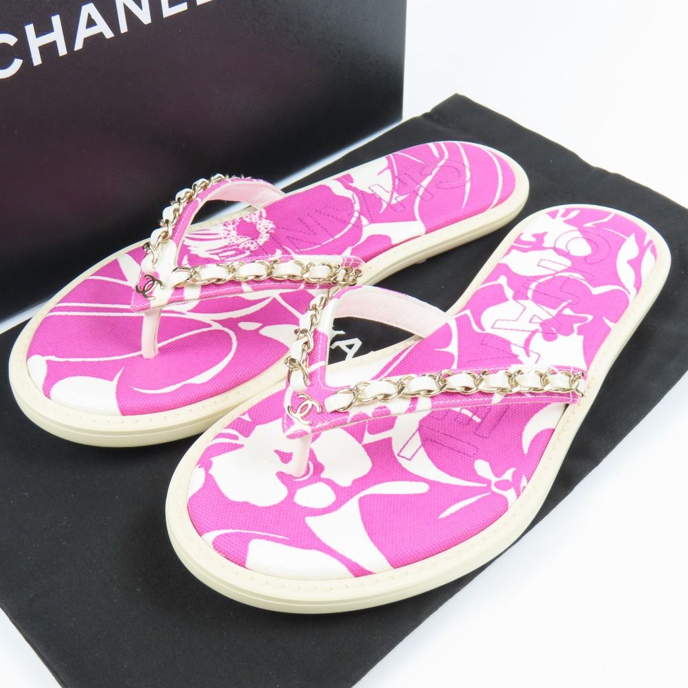 80095 CHANEL シャネル ココマーク チェーンモチーフ ハイビスカス  