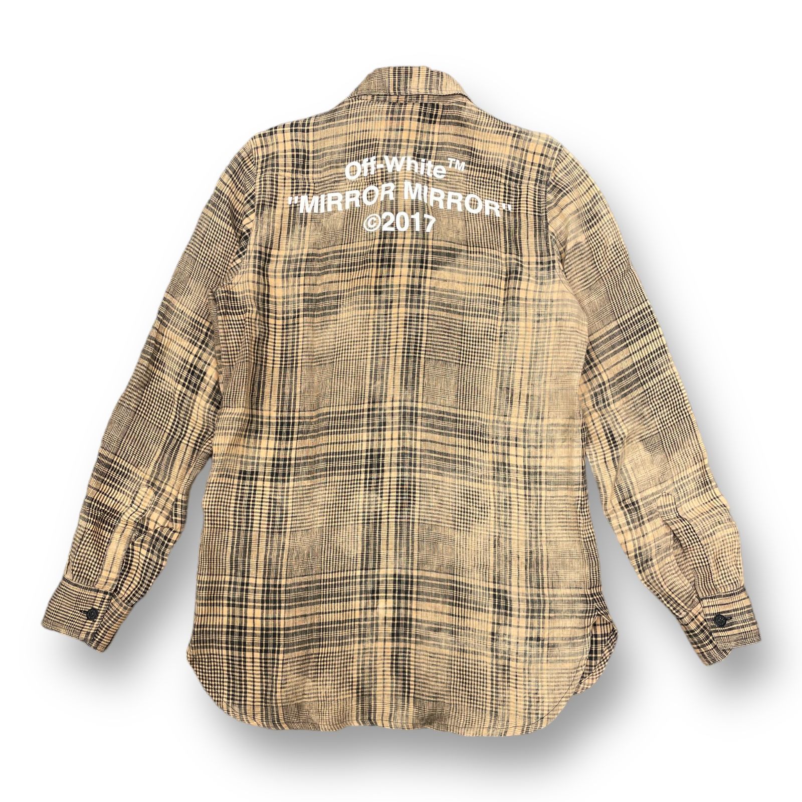 OFF WHITE 17SS リネンチェック シャツ ベージュ オフホワイト S 