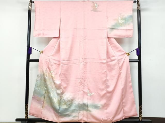 平和屋着物○訪問着 鷺草花文 暈し染め 金彩 正絹 逸品 CAAX4414ut