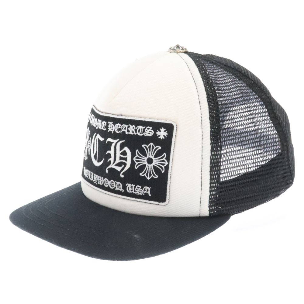 CHROME HEARTS (クロムハーツ) TRUCKER CAP トラッカーキャップ CHパッチクロスボール付メッシュ帽子 ブラック/ホワイト