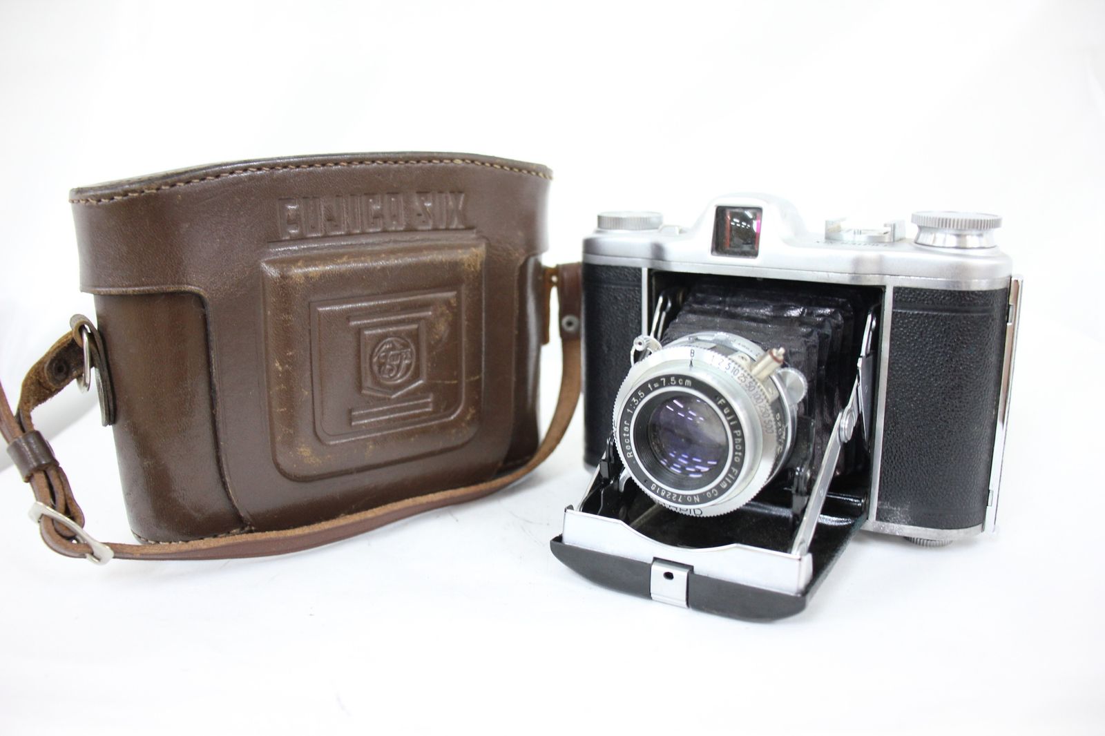 返品保証 フジカ Fujica Six Rectar 7.5cm F3.5 ケース付き 蛇腹カメラ e301