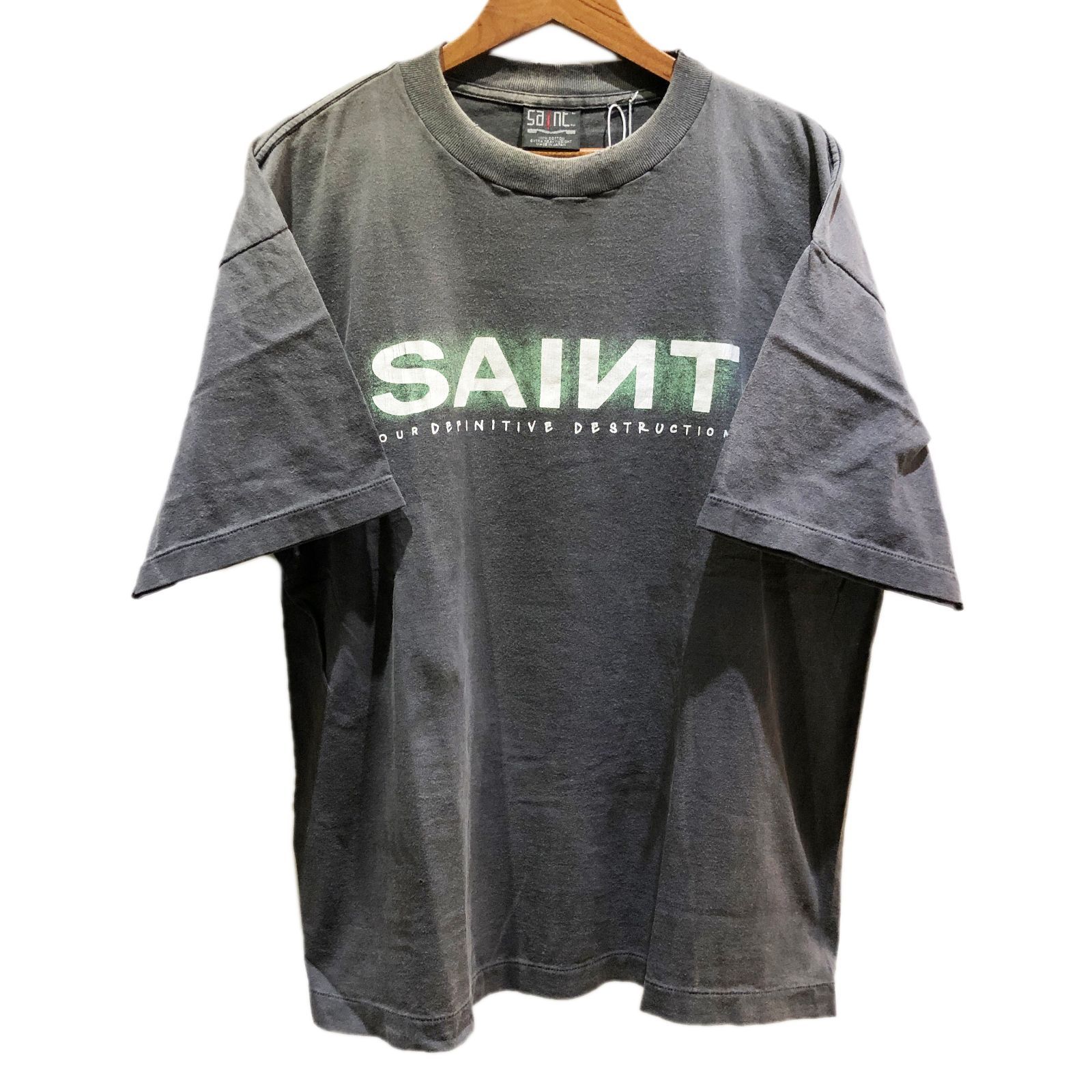 SAINT Mxxxxxx セントマイケル SS TEE SAINT BLACK ヴィンテージ ロゴ クルーネック 半袖 Tシャツ ブラック size=L SM-YS1-0000-001