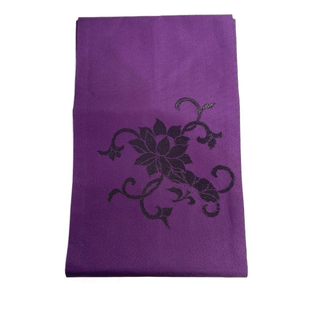 未着用 名古屋帯 唐花 唐草 紗綾形地紋 パープル 着物 094b d - メルカリ