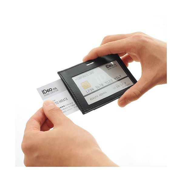  まとめ コクヨ ネームカードケース IDeo 革製 名刺 IDカード用 ヨコ型 黒 NM CK 195 D 個別ホルダー ファイル バインダー ケース