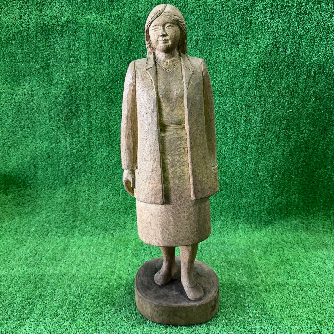 品 北海道 農民彫刻家 松田与一 木彫 オブジェ 在銘 高さ50cm