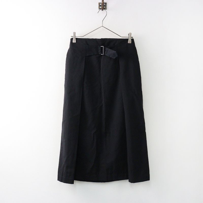 2025SS マーガレットハウエル MARGARET HOWELL FINE WOOL POPLIN スカート 1|ブラック タック フ ウール 2400014367980