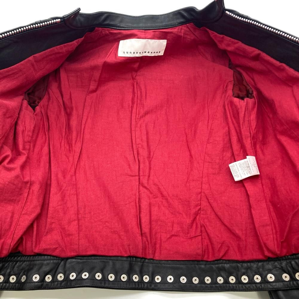 SUNAOKUWAHARA スナオクワハラ スタッズ シングル ライダースジャケット レザー SK93LC046 ブラック M GULLKHAN_COM