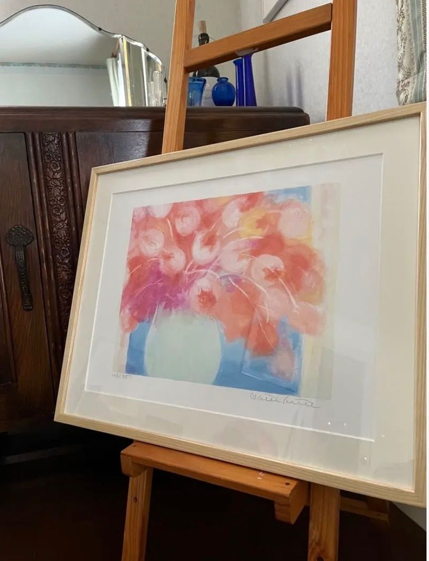 今がチャンス！ リトグラフ 額入り 版画 ジニー キム 直筆サイン エディション番号あり チューリップ インテリアアート