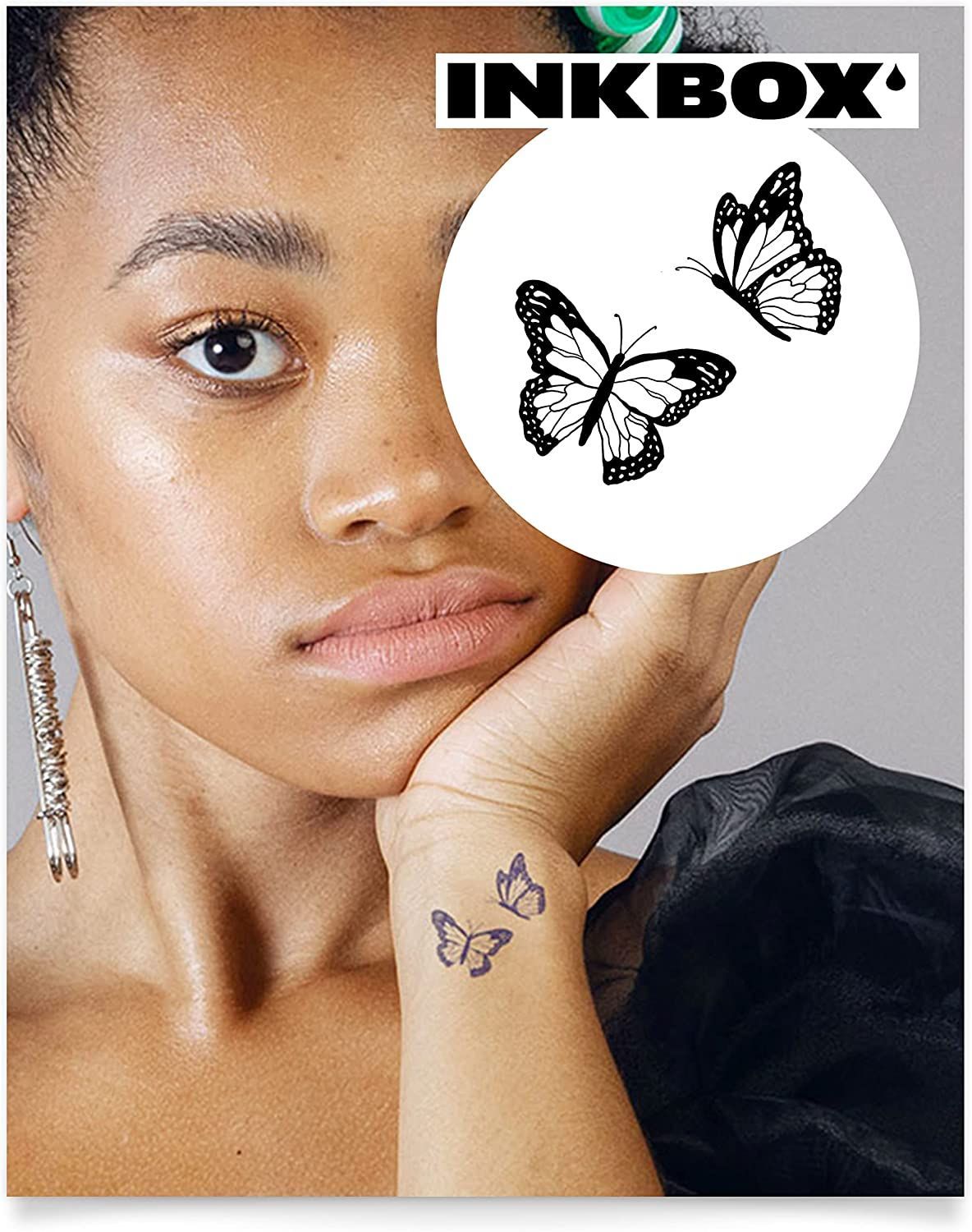 Inkbox タトゥーシール、オーガニック、12週間で消える、簡単につけられる、長持ち、ウォータプルーフ、 タイニーダンサー、 2 x