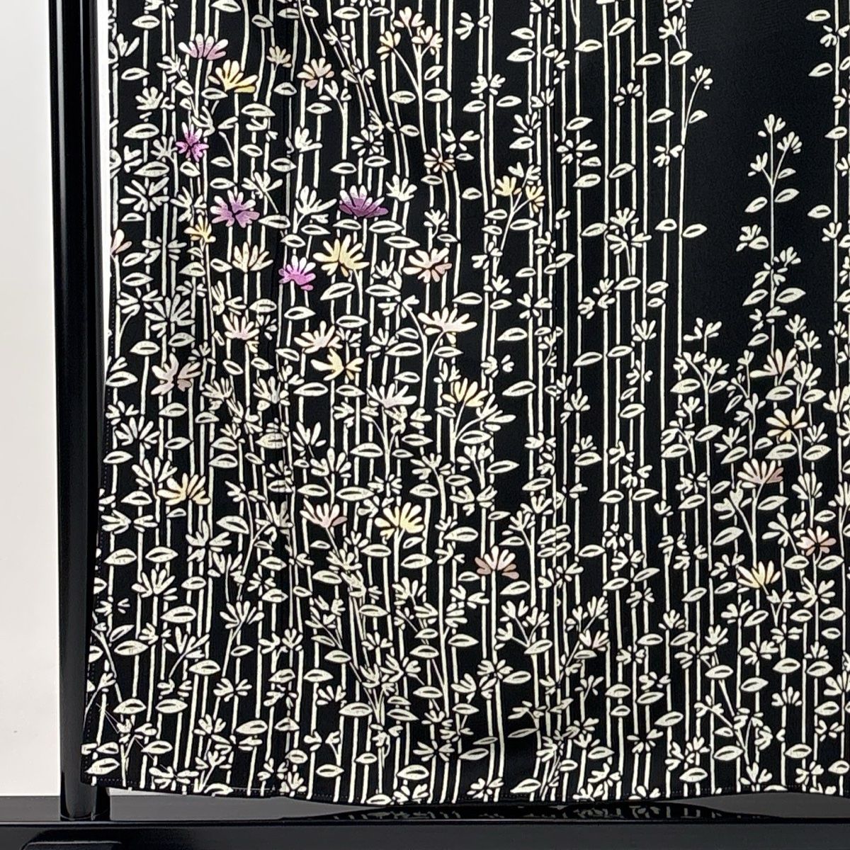 訪問着 身丈157cm 裄丈64cm M 袷 帝王紫 落款 菊 刺繍 金彩 黒 正絹