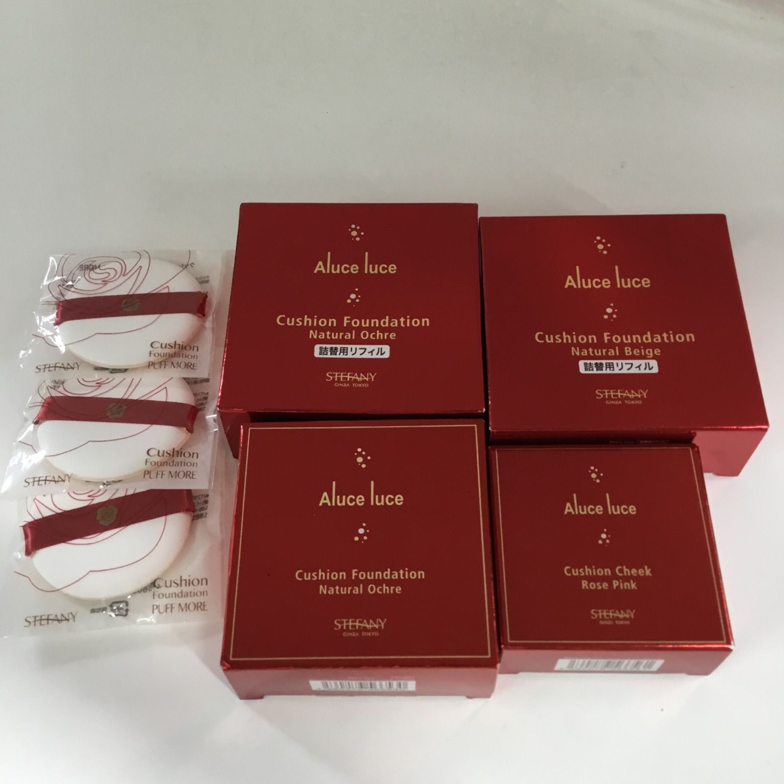 Y1376 Aluce luce クッションファンデーション 01 リフィル 02 ケース付き 02 リフィル クッションチーク ローズピンク 計4点セット