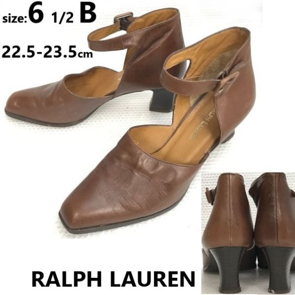 RALPH LAUREN/ラルフローレン☆本革/アンクルストラップサンダル