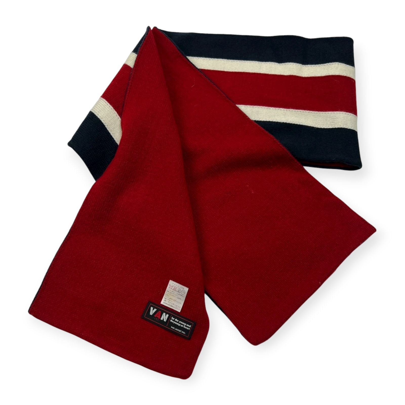 VAN JAC ヴァンヂャケット ワッペン付き スクール マフラー /レッド