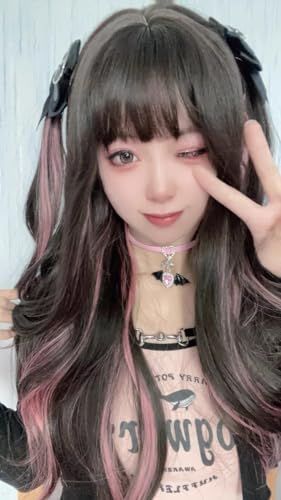 ダークブラウンインナーピンク（ロングカール） Lily´s select ウィッグ ロング カールフルウィッグ 韓国ファッション KPOP アレンジ自由 ウィッグ (ダークブラウンインナーピンク（ロングカール）)