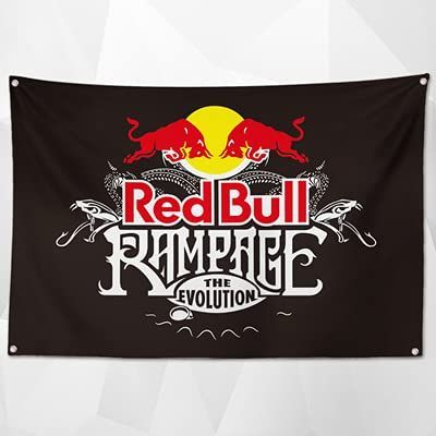 「レッドブルランページMTBレースロゴ」特大フラッグ旗バナー約150ｃｍ×90ｃｍのビックサイズでお部屋ガレージの装飾に最適！アメリカ雑貨カーレース