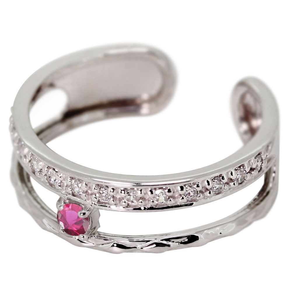 イヤーカフ シンプル レディース レディース ルビー 片耳 10金 10k