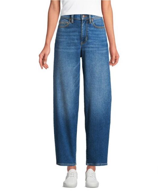 【送料無料】 ランズエンド レディース カジュアルパンツ ボトムス Women's Recover High Rise Barrel Leg Ankle Jeans Indigo tide blue