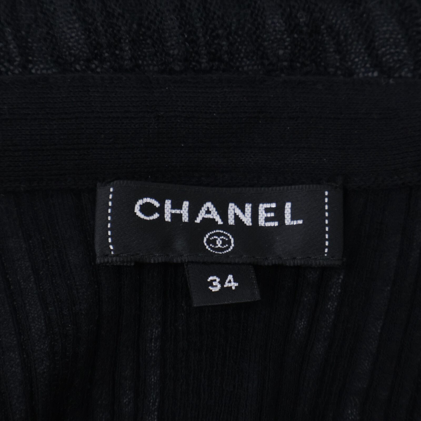 CHANEL シャネル ﾌﾞﾗｯｸ ｺｺﾎﾞﾀﾝ ｺｯﾄﾝ×ﾅｲﾛﾝ ﾆｯﾄ P63074 34 - メルカリ 