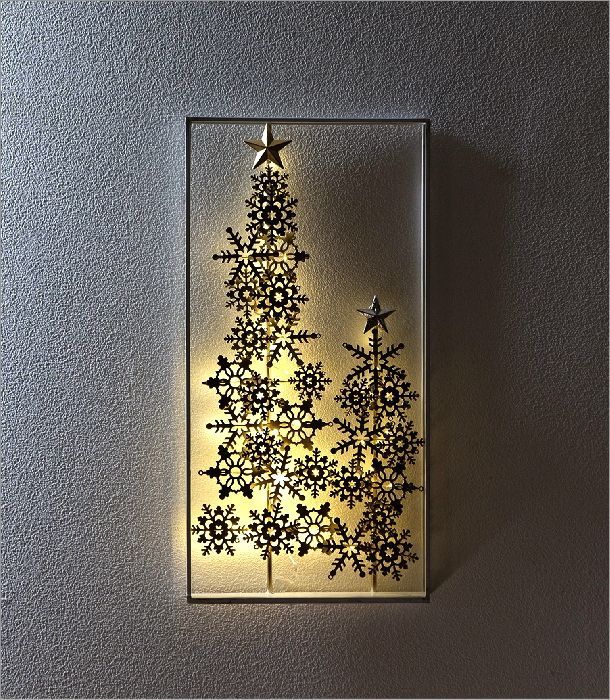 クリスマスツリー 壁掛け インテリア 壁飾り アイアン アートパネル 木 デコレーション ウォールアート アイアンの壁飾り LEDスノーツリー