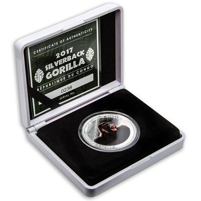 コンゴ「シルバーバック ゴリラ」純銀 1オンス 銀貨 2023年 (新品) コンゴ「シルバーバック ゴリラ」純銀 1オンス 銀貨