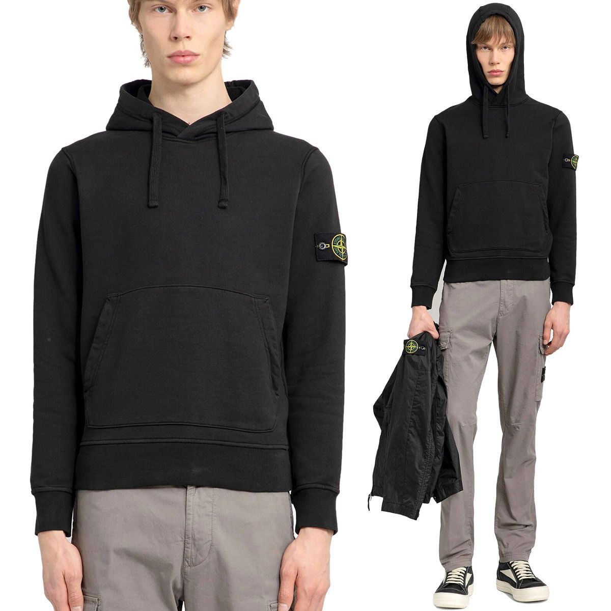 23 STONE ISLAND ストーンアイランド 801564151 A0029 ブラック パーカー フーディー