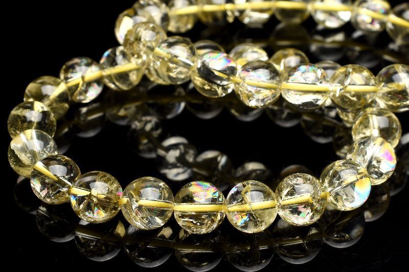 シトリンブレス天然石 597-2☆シトリンアイリス【一点物・虹入り】天然石ブレスレット