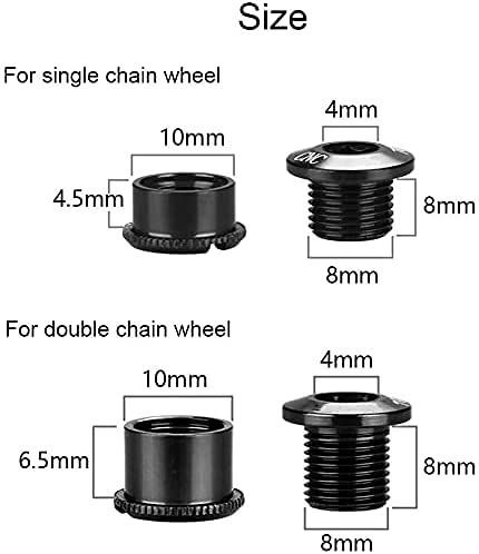 LANODO 自転車 チェーンリング ボルト シングル M8x6mm or ダブル M8x8.5mm スーパーライト アルミ 合金 ボルト 5個セット 8色選択可