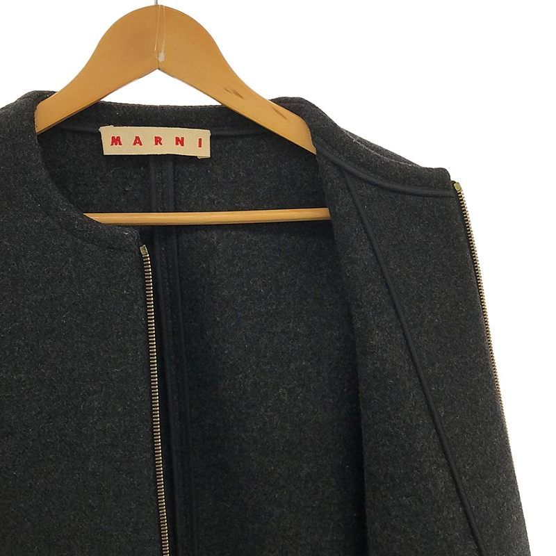 MARNI / マルニ | ウールメルトン ノーカラー ジップアップ コート  