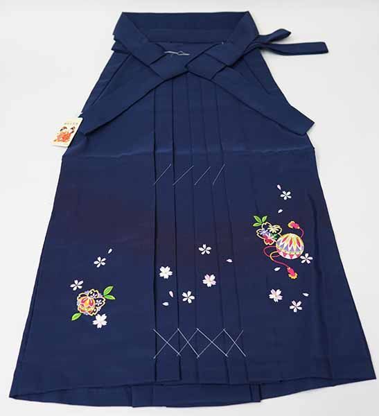 袴 刺繍 行灯袴 単品 女児 ヘラあり 10～13才用 紺色 袴丈80cm 陽気な天使 女の子 卒業式 NO41618