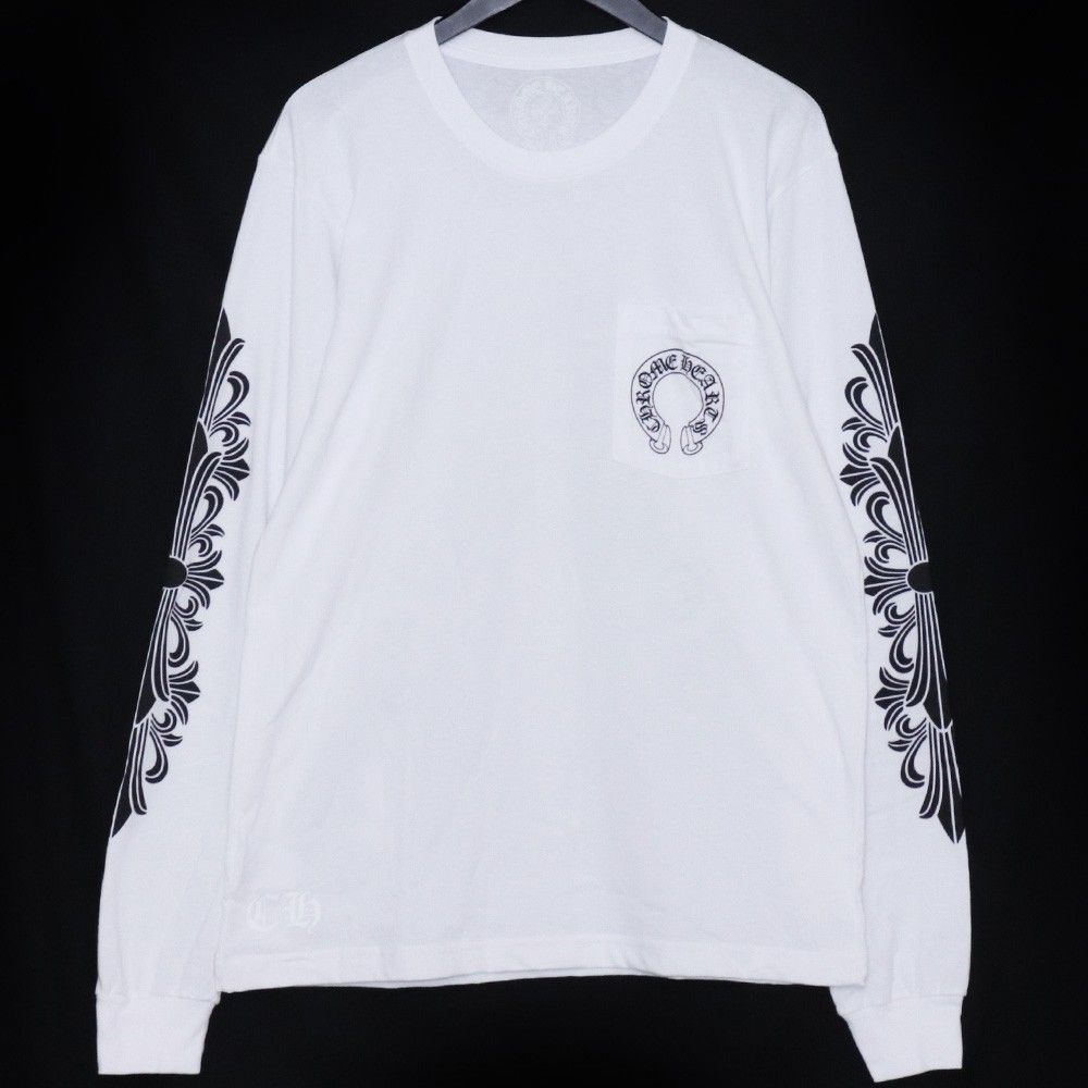 新作　クロムハーツ ロンT バックホースシュープリント ホワイト　L CHROME HEARTS(クロムハーツ) MULTI COLOR HORSESHOE L/S TEE マルチ