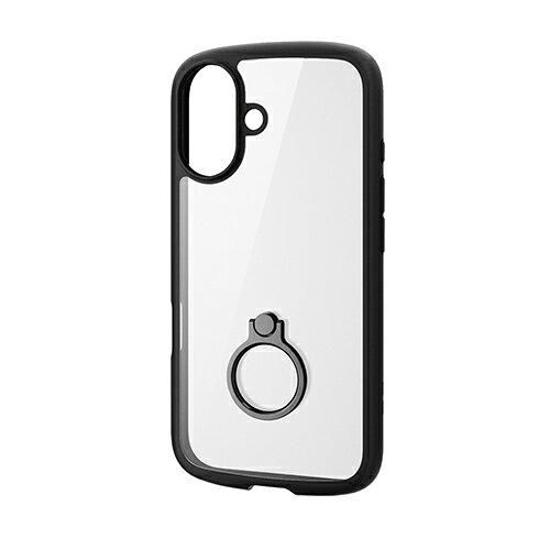 【新品・5営業日で発送】iPhone16／タフスリムライトケース／フレーム／リング付／ブラック(PM-A24ATSLFCRBK)