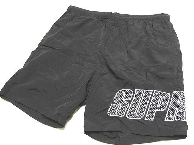 C46 Supreme シュプリーム メンズ ハーフパンツ S ブラック ロゴ ナイロン 水陸両用 ショートパンツ ボトムス 7D