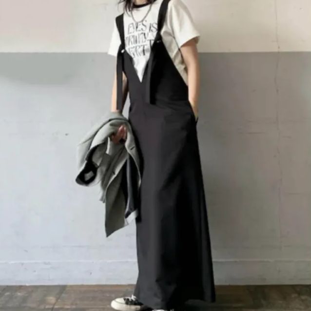 ADAM ET ROPE ノットストラップジャンパースカート ブラック